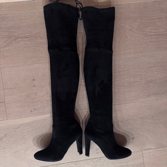 Stuart Weitzman Black Suede thigh high boots with tie size 6.5 - Picture 11 of 15